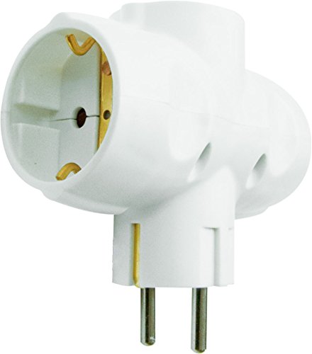 Garza Power - Adaptador Triple Lateral (3 Tomas Schuko) con toma de Tierra, formato Retr�ctil, color Blanco