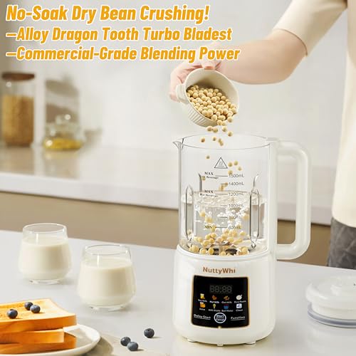 Image of 50oz Nut Milk Maker Machine, 8 in 1 Soy Milk Maker with 12 Blades | No Soak /Delay Start /Keep Warm /Self-Clean for Homemade Almond /Soy /Oat Milk, Juice, Plant-Based Dairy Free for Family & Party