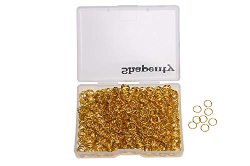 Shapenty 1000PCS Gold Plated Iron Open Jump Rings Connectors Bulk for DIY Craft Earring Necklace Bracelet Pendant Choker Jewelry Making Findings and Key Ring Chain Accessories (Gold, 6mm)
