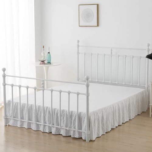 Tsutomi 16INCH DROP QUEEN SIZE BED SKIRT WHITE Bed Skirt Queen Size,Ruffled White Bed Skirt With Split Corners,Queen Bed Skirt 16 Inch Drop, Boho Tufted Shabby Chic Queen Size Bed Skirt thumb #4