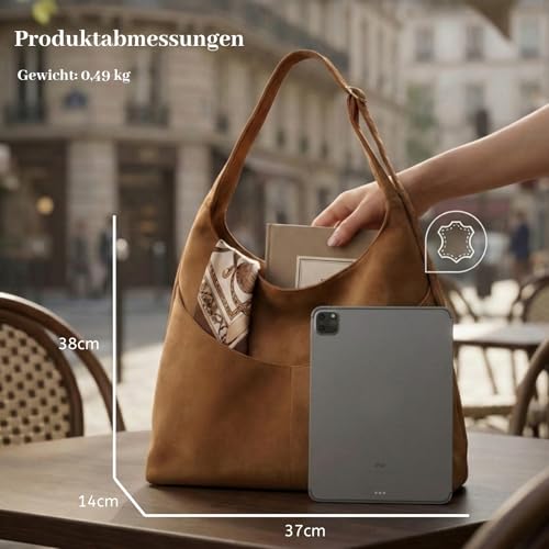 Bolso Hobo grande para mujer de cuero vegano miniatura 4