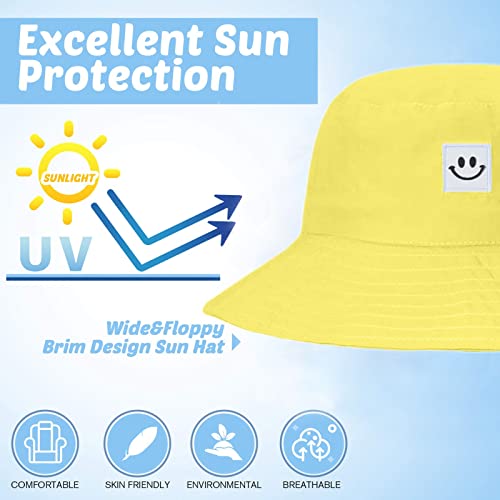 Ajg Baby Bucket Hats Smile Face Toddler Sun Protection Cotton Sun Hat Kids Summer Outdoor Beach Fishing Cap For Girls Boys（0-2Years） #TOP3