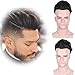 Produktbild auspiciouswig natürliches Echthaar Stück Herren Toupet Ersatz Perücken Thin Skin System für Herren 25,4 x 20,3 cm (10x8 inch, Natural Color)