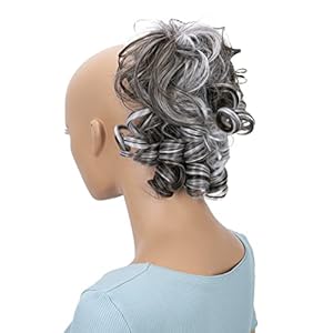 CAISHA by PRETTYSHOP Jumbo Hairpiece Scrunchy Updo Voluminous Curly Messy Bun Brown Gray Mix G14L