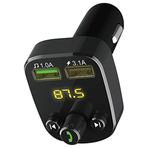 EASY SPEED, Émetteur FM Bluetooth, mains libres pour voiture, lecteur mp3, allume-cigare, adaptateur récepteur avec double 8,75, support, USB et flash Drive Cover