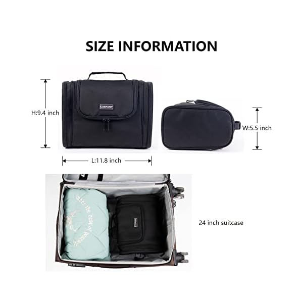 Carfany Hanging Toiletry Bag For Women And Men Large Travel Cosmetic Makeup Bags Organizer Water Resistant Shower Bag - Image 6