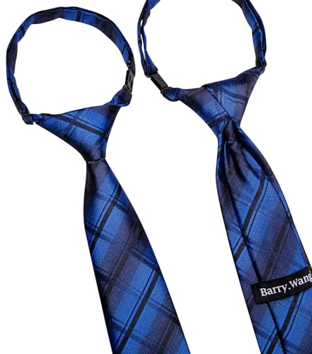 Image of Barry.Wang Boys Ties School Pre-Tied Kids Necktie Handkerchief Clip Set Uniforms Child Ties for 8-14 Years Wedding Party