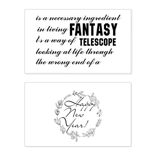 Tarjeta conmemorativa de Año Nuevo con frase de Fantasy Is Here