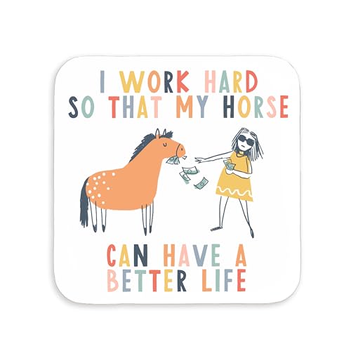 Manta Makes Horse gifts for women, horse mugs for women, presents for horse lovers, horse themed gifts, horse riding gifts, horse gifts for girls, funny horse mug (Work hard horse coaster)