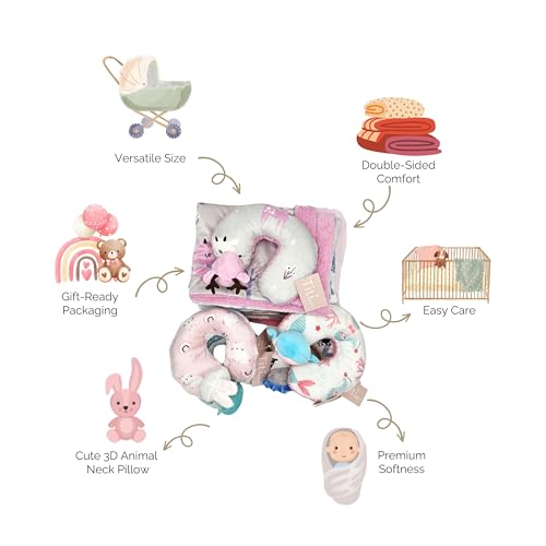 Image of TITI with Love Reversible Baby Blanket and Pillow Set - Deer Baby Blanket with Plush Neck Pillow, Ultra-Soft, Double-Sided for Newborn & Toddlers, 37x27 in