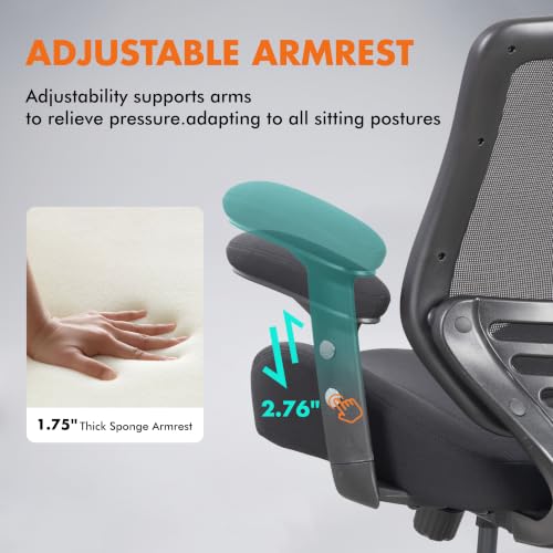 Image of BOLISS 400lbs Ergonomic Office Chair Soft Thick Seat with Mesh Back (Black) | Wide Cushion, Computer Desk Chair, Tilt Lock, Height Adjustable Arms and Lumbar Support Reduce Back Pain