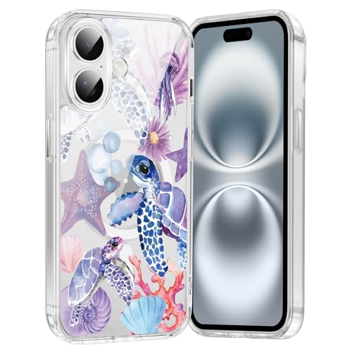 Coque MagSafe iPhone 16 anti-jaunissement motif océan transparent