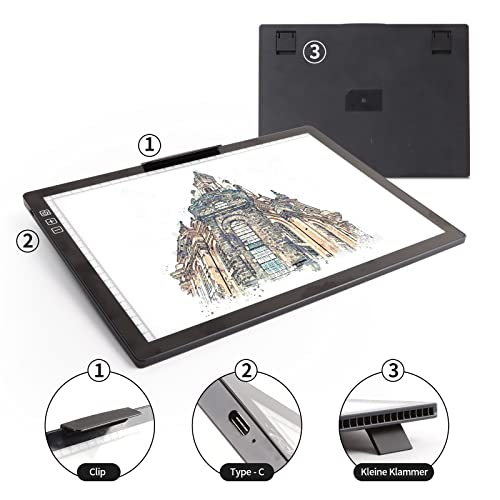 Recargable A4 Mesa de Luz Dibujo light board con bolsa, Mesa de Luz para Calcar con 6 niveles de brillo tablero de luz para rastrear, tablero de luz para dibujo, pintura de diamantes, pintura - imagen 7