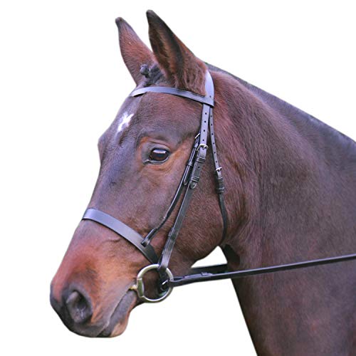 Hy Hunter Leather Bridle with Rubber Grip Reins (Cob) (Black)