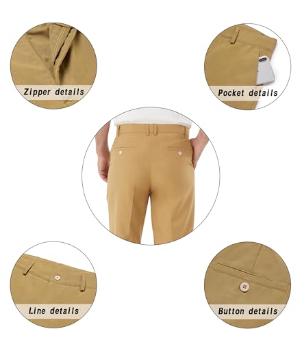 Image of Men's Tall Classic Fit Flex Flat Front Dress Pants Formal Pants for Business & Office