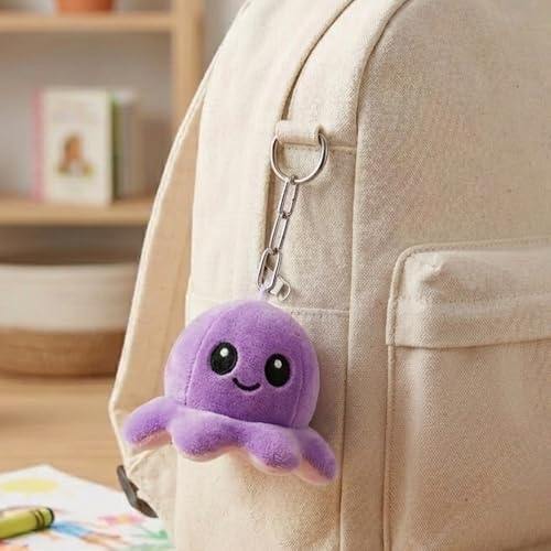 Image of Mirada Octopus Plush Soft Toy Keychain Purple | Mini Plush Toy Bag Charm for Kids & Girls | Mini Soft Toys, Cute Soft Toys, Stuffed Animals, Gift Item, Keyring, Bag Clips for Backpacks | 11cm
