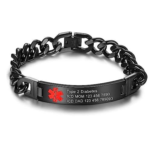 ROSI Custom Medical Alert Bracelet - Stainless Steel Engraved ID For Men & Women
