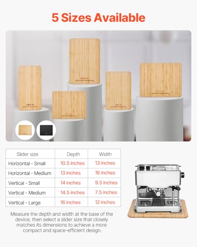 Image of VEVOR Appliance Slider, Medium 10.5 x 13-inch, Rolling Sliding Tray with Rubber Wheels & Hollow Handle, Easy to Clean, Appliance Rolling Tray for Coffee Maker, Kitchen Countertop, Natural Wood