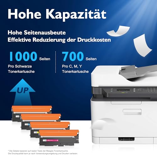 Meagiis 117A Tonerkartusche Kompatibel für HP 117A Toner für HP Color Laser MFP 178nwg 179fwg Toner 150nw 179fnw 150a 178nw W2070A W2071A W2072A W2073A (1 Schwarz, 1 Cyan, 1 Gelb, 1 Magenta)