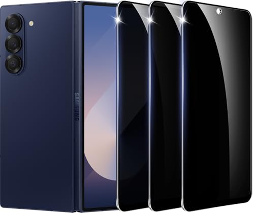 Amleute 3+1 Pack Designed for Samsung Galaxy Z Fold 6 Privacy Screen Protector9H Tempered Glass Anti-Spy Film Compatible for Samsung Fold6 5G