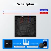 BSEEDLIFE Smart WiFi Lichtschalter Unterputz, 2-Fach Touch Schalter, 86 * 86mm Intelligente Wandschalter für Smart Home, Kompatibel mit Alexa, Google Home(über Tuya/Smart Life App), Schwarz – Ansicht 3
