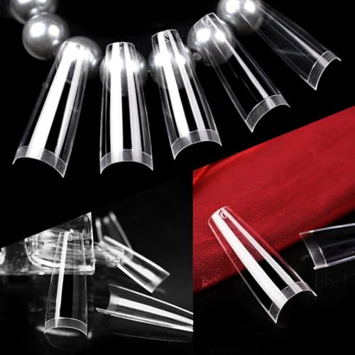 Image of UNA GELLA Gel Nail Tips Coffin - Long Coffin Ballerina Nails Tips Half Cover Ballerina Acrylic Fake Nails 216PCS Falese Nail Tips for Nail Extension 12 Sizes Home DIY Salon