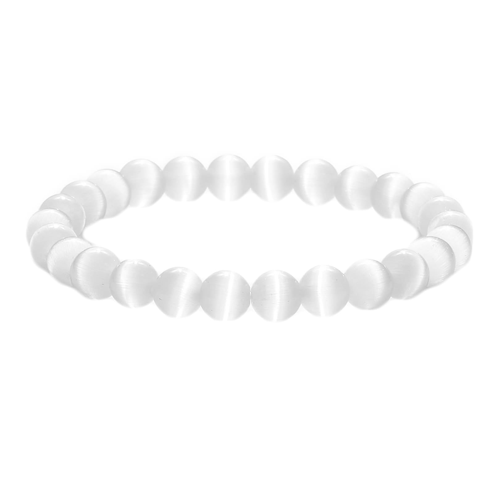 Bracelet d'amitié perles de cristal d'opale blanc extensible de 17cm