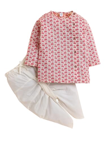 Image of POLKA TOTS 100% Cotton Elegant Traditional Dhoti Kurta Set for Baby Boys | Ultra-soft Cotton Ethnic Dress for Festivals and Weddings | Traditional Angrakha Dress for Kids Boys