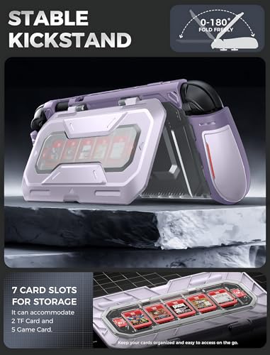 Image of Mumba Dockable for Nintendo Switch 2 Case with Flip Stand, [Titan] Ergonomic Switch 2 Grip Protective Cover Holds 5 Game Cards & 2 TF Cards TPU Accessories and Quick-Release Joy-Con Design
