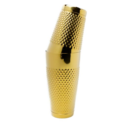 Diamond Boston - Juego de coctelera (dorado) de 16 onzas y 28 onzas, latas de acero inoxidable con peso, coctelera de metal para camareros, herramientas profesionales de bar