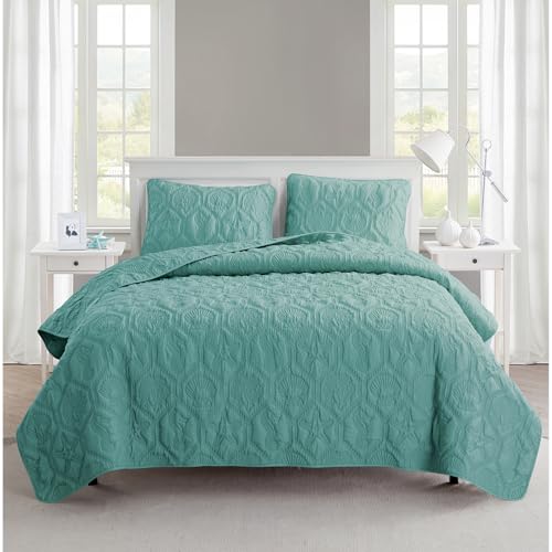 VCNY Home - King Quilt, Super Soft Reversible Bedding Set with Matching Shams, Seasons, Modern Room Decor (Shore Blue, 3-Piece)