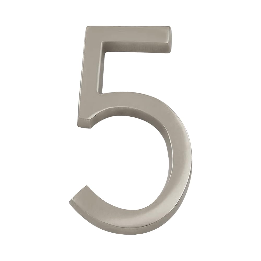 DecorTwist® Metal House Number Modern Silver Door Numbers For Home Outdoor Flat Hostel Hotel Lodge Apartment College Library Rack Number Warehouse 4 Inch Height (Number 5)-picture-18