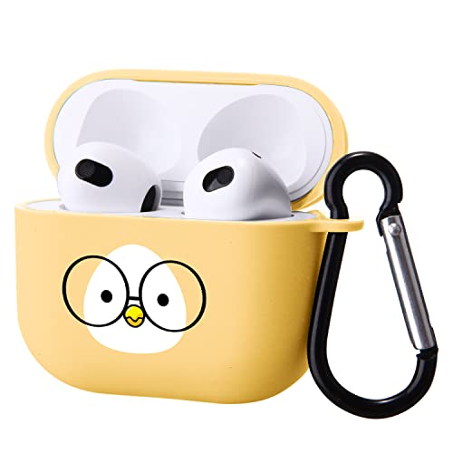 Coque AirPods 3e étui anti-perte jaune avec anneau pour femme et fille