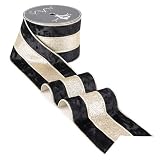 MAYREEL Black Crushed Velvet Wired Ribbon 4 Inch Extra Wide Christmas Ribbon with Champagne Gold Glitter Stripe, 10-Yard Roll for Christmas Tree, Wreaths, Bows & Elegant Holiday Décor