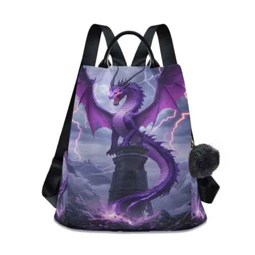 Image of ALAZA Purple Dragon Lightning Trips Hiking Camping Rucksack Pack for Women
