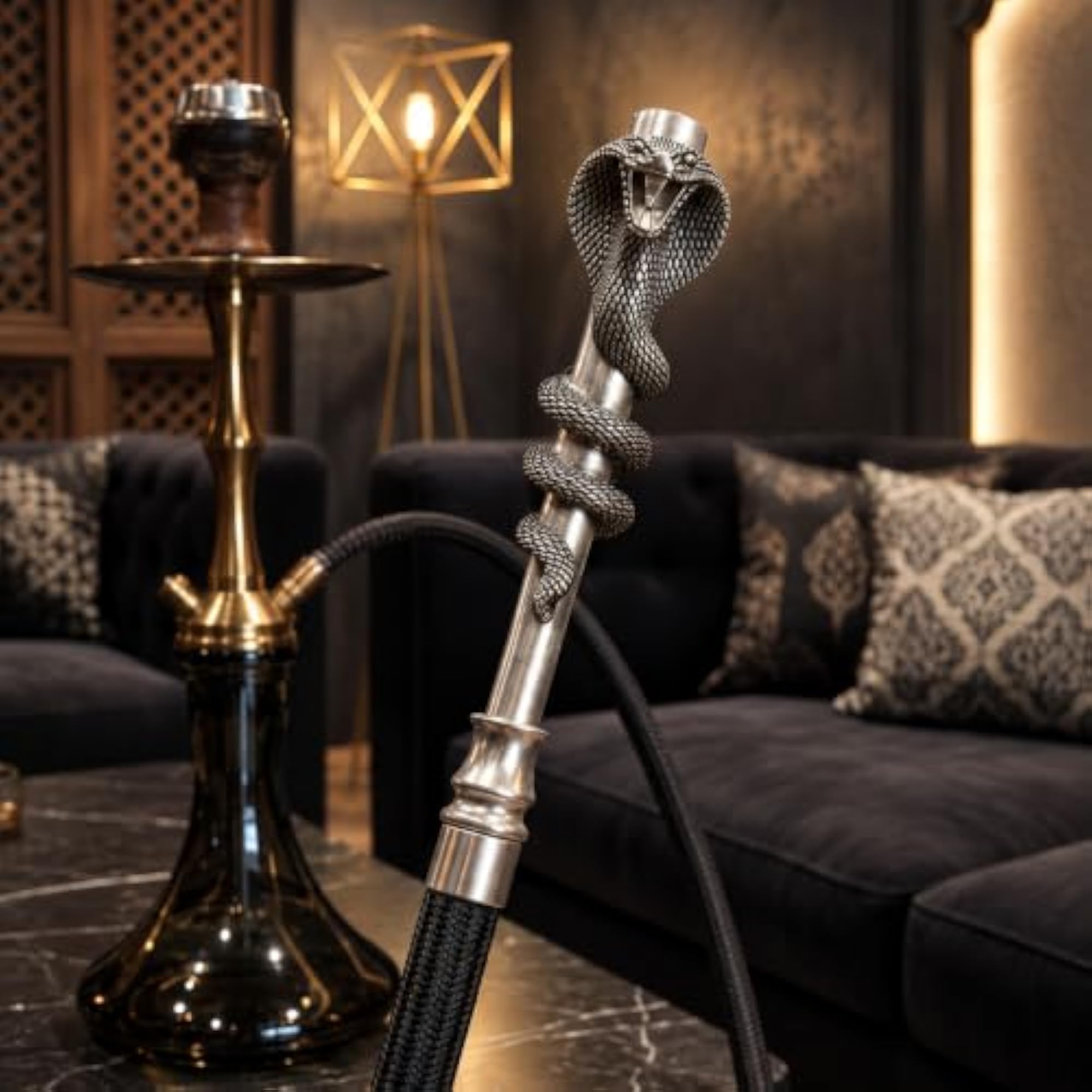 Coiled Cobra Hookah Tip, Silver Plated Decorative Accessory
