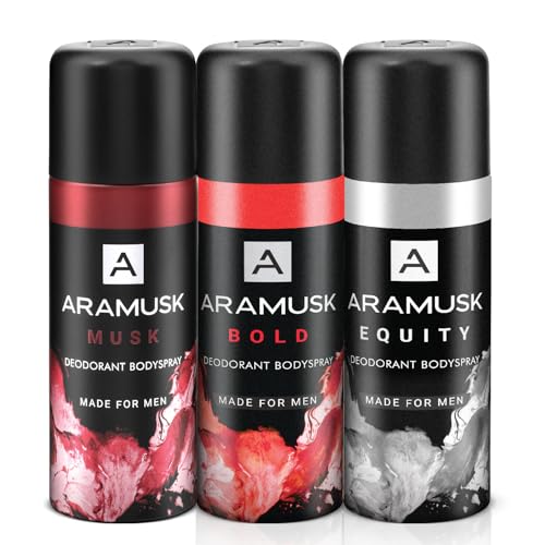Image of Aramusk Deo for Men - MUSK, BOLD & EQUITY assorted |Long Lasting Masculine Fragrance | Everyday Bodyspray |150mL Pack of 3