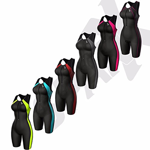 Sparx Women Triathlon Suit Tri Short Racing Cycling Swim Run (Black/Aqua, XL)