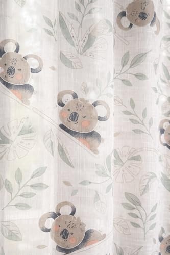 Image of THE LINEN COMPANY Cotton Sheer Printed Curtain for Window Bedroom and Living Roonm Home decor Set of 2 (05 Feet,Mni Koala)