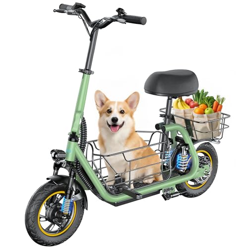 Gyroor C1Pro Electric Scooter with Seat for Adults Foldable Commuter E-Scooter 25-Mile Range & 19 MPH Top Speed 12 Pneumatic Tires Dual Suspension for Daily Commuting