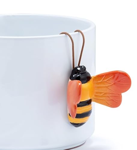 Napco Whimsical Garden Bee Planter Hanger – 3 x 2.25 Inch Ceramic Yellow and Orange Bumblebee with Sculpted Wings – Playful Nature-Inspired Accent for Pots, Vases, and Outdoor or Indoor Décor