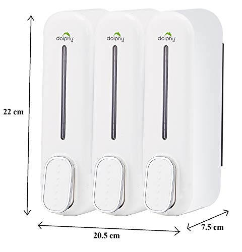 Image of DOLPHY ABS Liquid Soap Dispenser For Bathroom & Kitchen -300Ml-Set Of 3,White