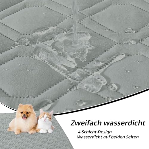 Homaxy Hundedecke Wasserdicht,Hundematte Outdoor Waschbar, Wendedecke Hunde Decke, Weich Katzendecke für Sofa Couch Bett Unterwegs(130x100cm,Grau+Dunkelgrau)