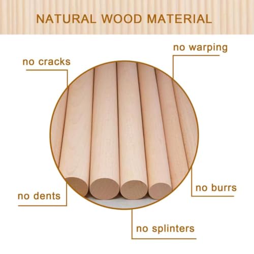 Image of Dowel Rods Wood Sticks Wooden Dowel Rods - 50PCS 10 Inchx6mm- for Crafts and DIYers (Birch Wood 50PCS 1 /4 Inch x 10 inch)