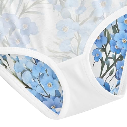 Elegant Flower Blue Toddler Girls Underwear, Girls Underwear Cotton, 2T–8 Years4