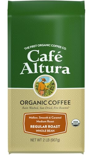 Cafe Altura Whole Bean Organic Coffee, Regular Roast, 2 lb Bag