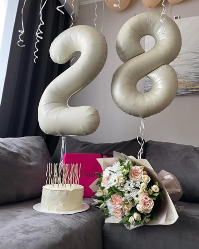 Image of Cream 8 Balloon, Number Balloons 40 Inch, Cream 8th Birthday Decorations, Birthday Balloons Party Supplies, Number 8 Balloon