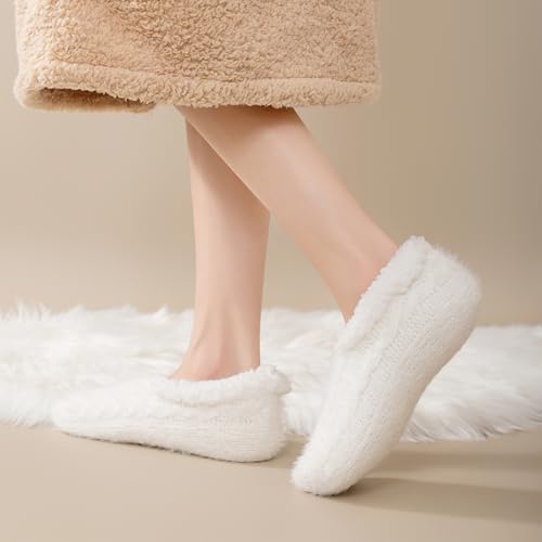Image of Fluffy Fuzzy Slipper Socks with Grips for Women & Men for House | Unisex, Non-Slip, Thick Fleece Lined, Warm, Cozy, Sleeping, Winter, Cold Weather, Indoor Floor