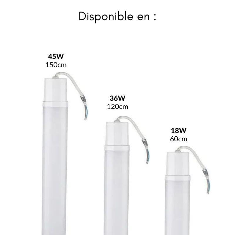 Réglette LED étanche 60cm 18W IP65 - Blanc Neutre 4000K - 5500K - SILAMP