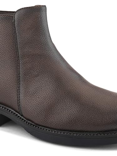 Image of STANPHORD Men Chelsea Ankle Boots | PU Zip Closure | Solid High-Top Casual Semi-Formal | Cushioned Insole | Office Outdoor Travel Wear (TPSL S16)